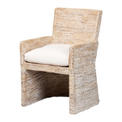 bali & pari Harlow Seagrass Wrapped Dining Armchair, Whitewash